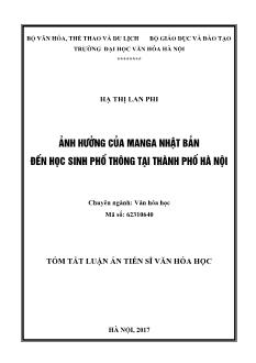 Tóm tắt Luận án Ảnh hưởng của Manga Nhật Bản đến học sinh phổ thông tại Thành phố Hà Nội