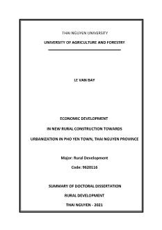 Tóm tắt Luận án Economic development in new rural construction towards urbanization in pho yen town, thai nguyen province