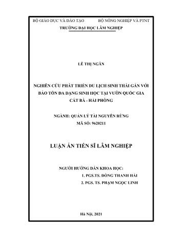 Tóm tắt Luận án Nghiên cứu phát triển du lịch sinh thái gắn với bảo tồn đa dạng sinh học tại vườn quốc gia Cát Bà - Hải Phòng