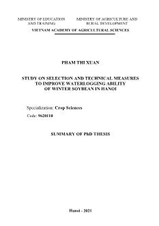 Tóm tắt Luận án Study on selection and technical measures to improve waterlogging ability of winter soybean in hanoi
