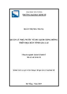 Tóm tắt Luận văn Quản lý nhà nước về du lịch cộng đồng trên địa bàn tỉnh Gia Lai