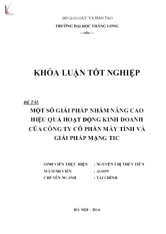 Khóa luận Một số giải pháp nhằm nâng cao hiệu quả hoạt động sản xuất kinh doanh của công ty cổ phần máy tính và giải pháp mạng TIC