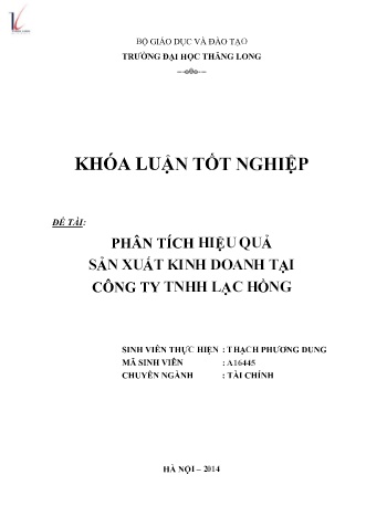 Khóa luận Phân tích hiệu quả SXKD tại công ty TNHH Lạc Hồng