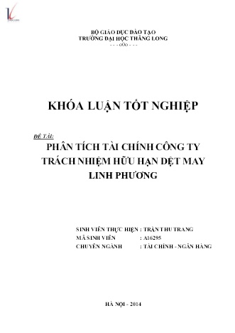 Khóa luận Phân tích tài chính Công ty TNHH Dệt May Linh Phương