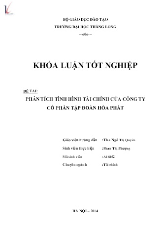 Khóa luận Phân tích tình hình tài chính Công ty Cổ phần tập đoàn Hòa Phát