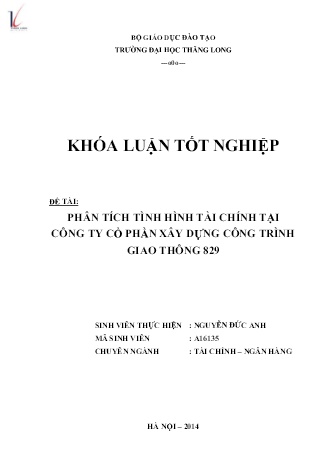 Khóa luận Phân tích tình hình tài chính tại Công ty Cổ phần Xây dựng công trình giao thông 829