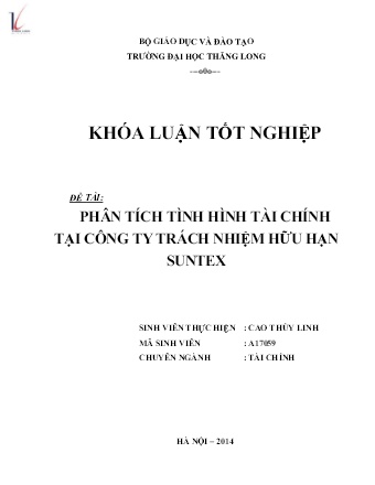 Khóa luận Phân tích tình hình tài chính tại công ty TNHH Suntex