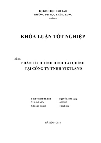 Khóa luận Phân tích tình hình tài chính tại Công ty TNHH Vietland