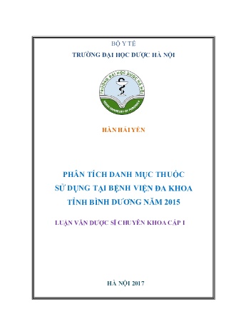 Luận văn Phân tích danh mục thuốc sử dụng tại Bệnh viện Đa khoa tỉnh Bình Dương năm 2015
