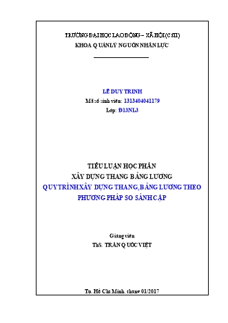 Tiểu luận Xây dựng thang bảng lương quy trình xây dựng thang, bảng lương theo phương pháp so sánh cặp